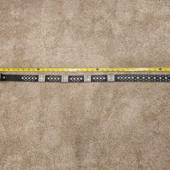 FULL OF BLING! Black Genuine Leather Belt - Medium, Like New